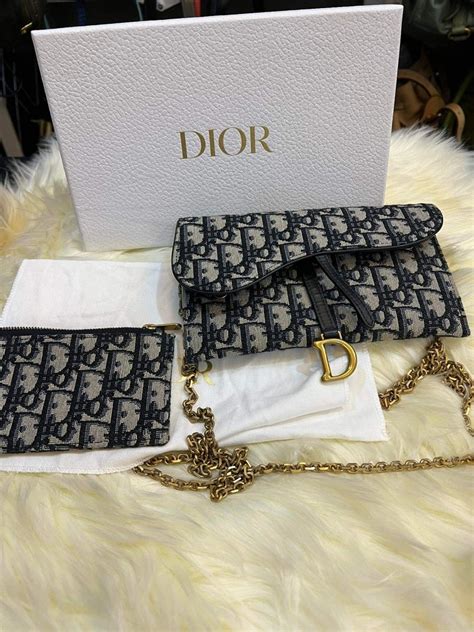 dior medium saddle wallet|long saddle wallet with chain.